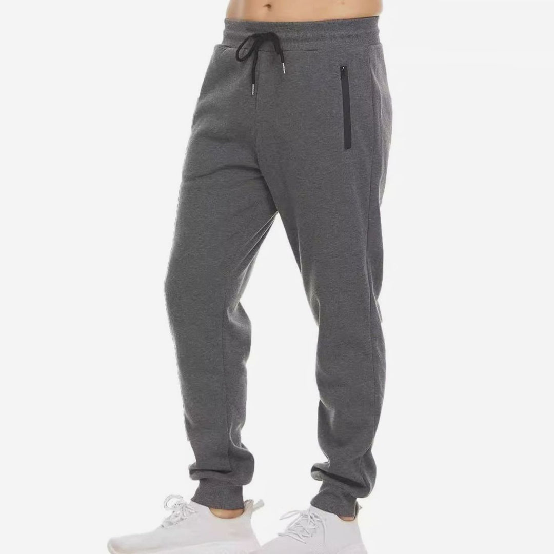 Men's Tapered Fleece Sweat Pants Zip-Pocket Joggers