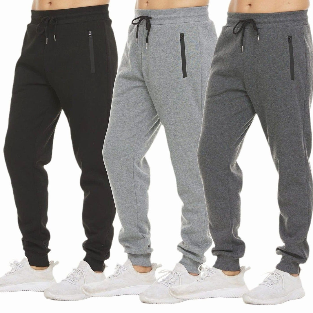 Men's Tapered Fleece Sweat Pants Zip-Pocket Joggers