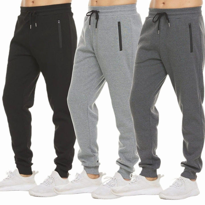 Men's Tapered Fleece Sweat Pants Zip-Pocket Joggers