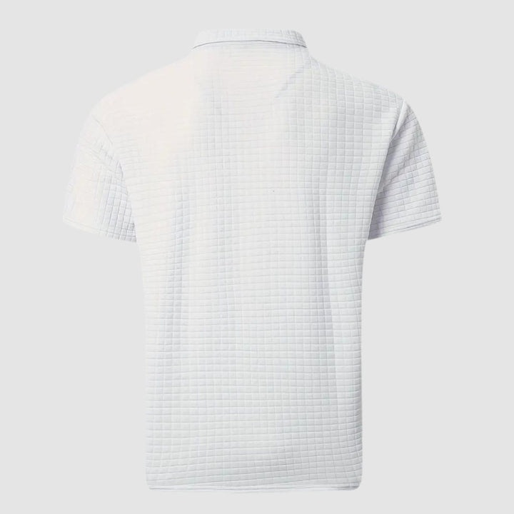 Men's Textured Short-Sleeve Polo Shirt Chest Pocket
