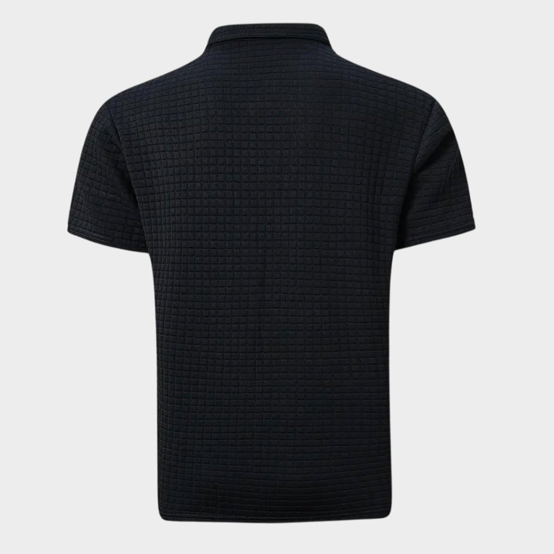 Men's Textured Short-Sleeve Polo Shirt Chest Pocket