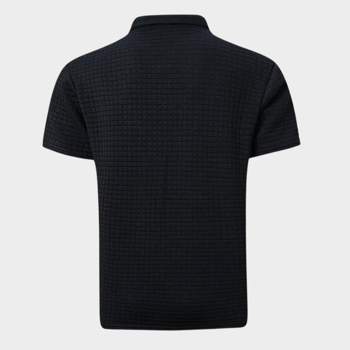 Men's Textured Short-Sleeve Polo Shirt Chest Pocket