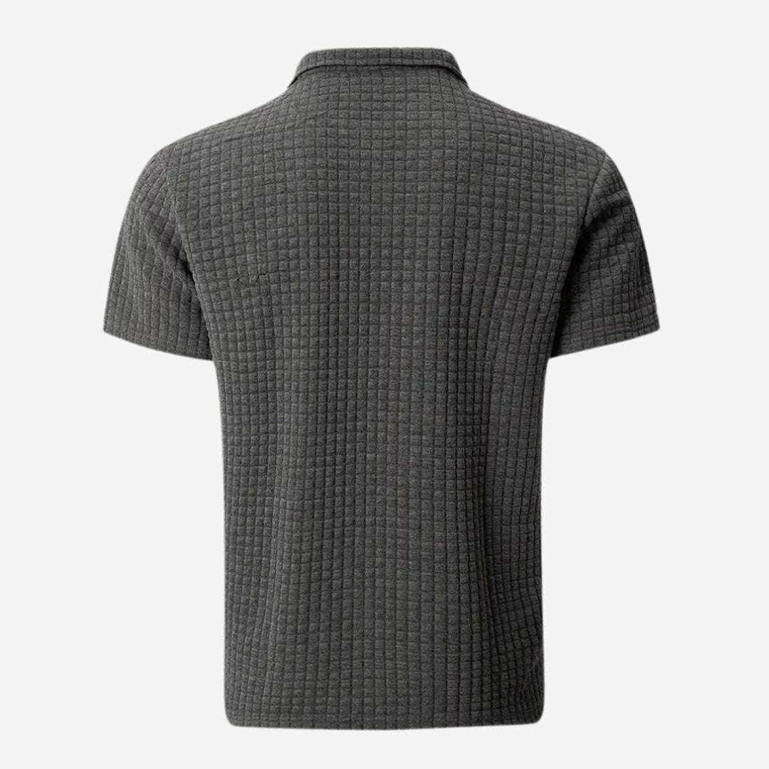 Men's Textured Short-Sleeve Polo Shirt Chest Pocket