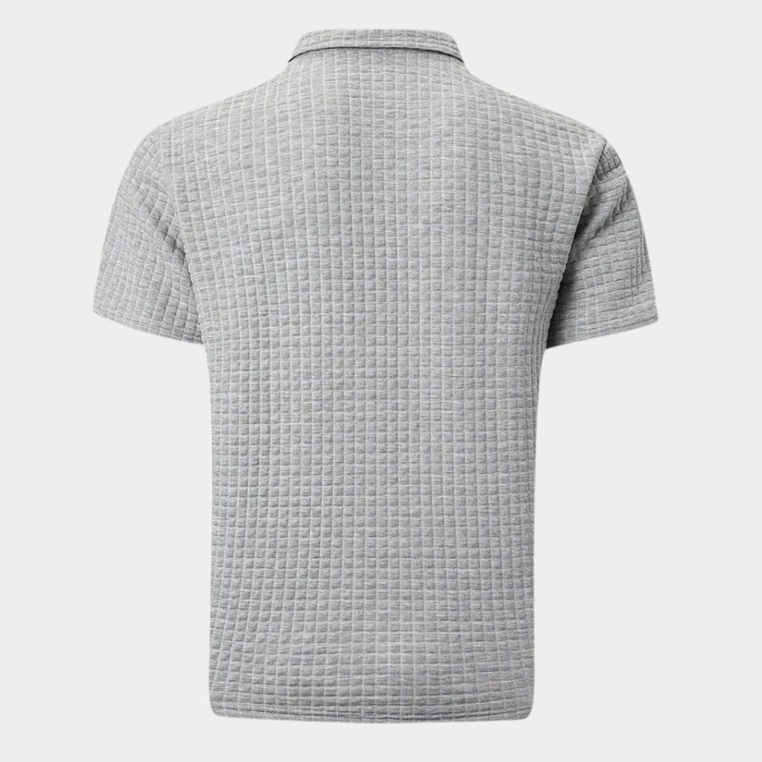 Men's Textured Short-Sleeve Polo Shirt Chest Pocket
