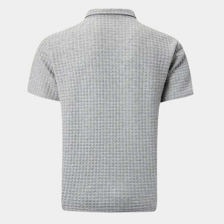 Men's Textured Short-Sleeve Polo Shirt Chest Pocket