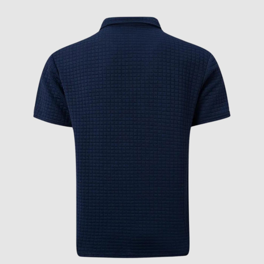 Men's Textured Short-Sleeve Polo Shirt Chest Pocket