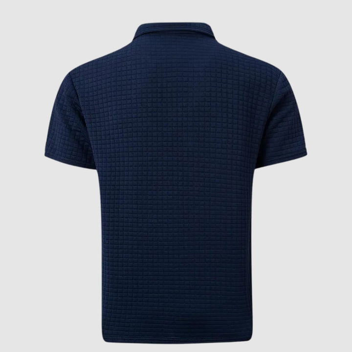 Men's Textured Short-Sleeve Polo Shirt Chest Pocket