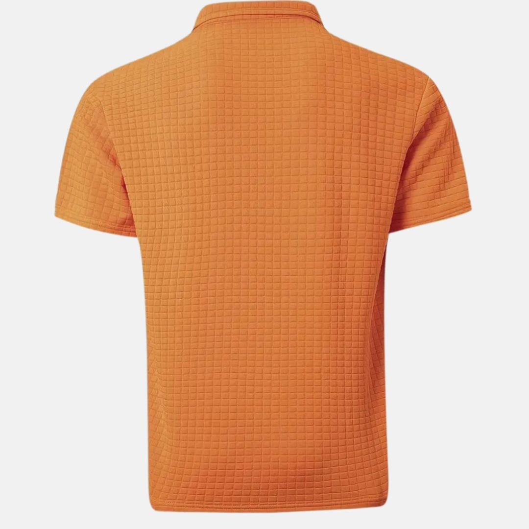 Men's Textured Short-Sleeve Polo Shirt Chest Pocket