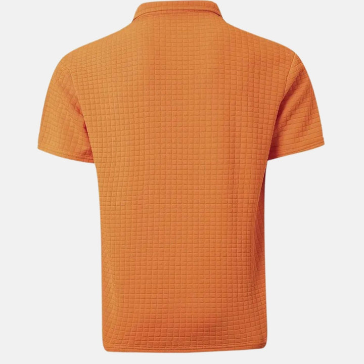 Men's Textured Short-Sleeve Polo Shirt Chest Pocket