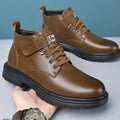 Ryan | Men's Thermal-Lined Faux Leather Lace-Up Winter Ankle Boots, Brown