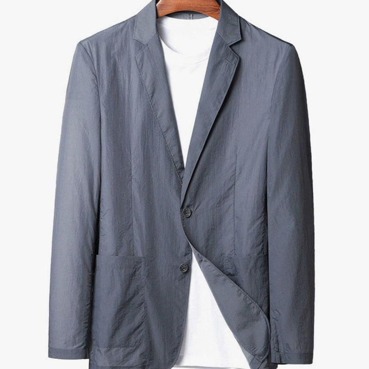 Men's Unstructured Two-Button Travel Blazer Jacket, Gray - Gray