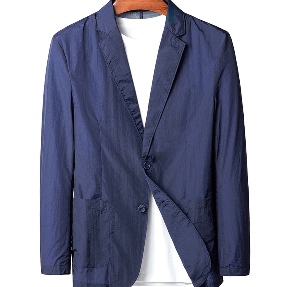 Men's Unstructured Two-Button Travel Blazer Jacket, Gray - Indigo