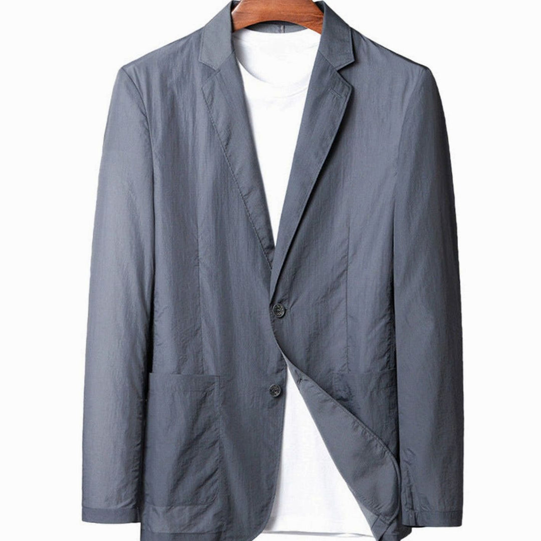 Men's Unstructured Two-Button Travel Blazer Jacket, Gray