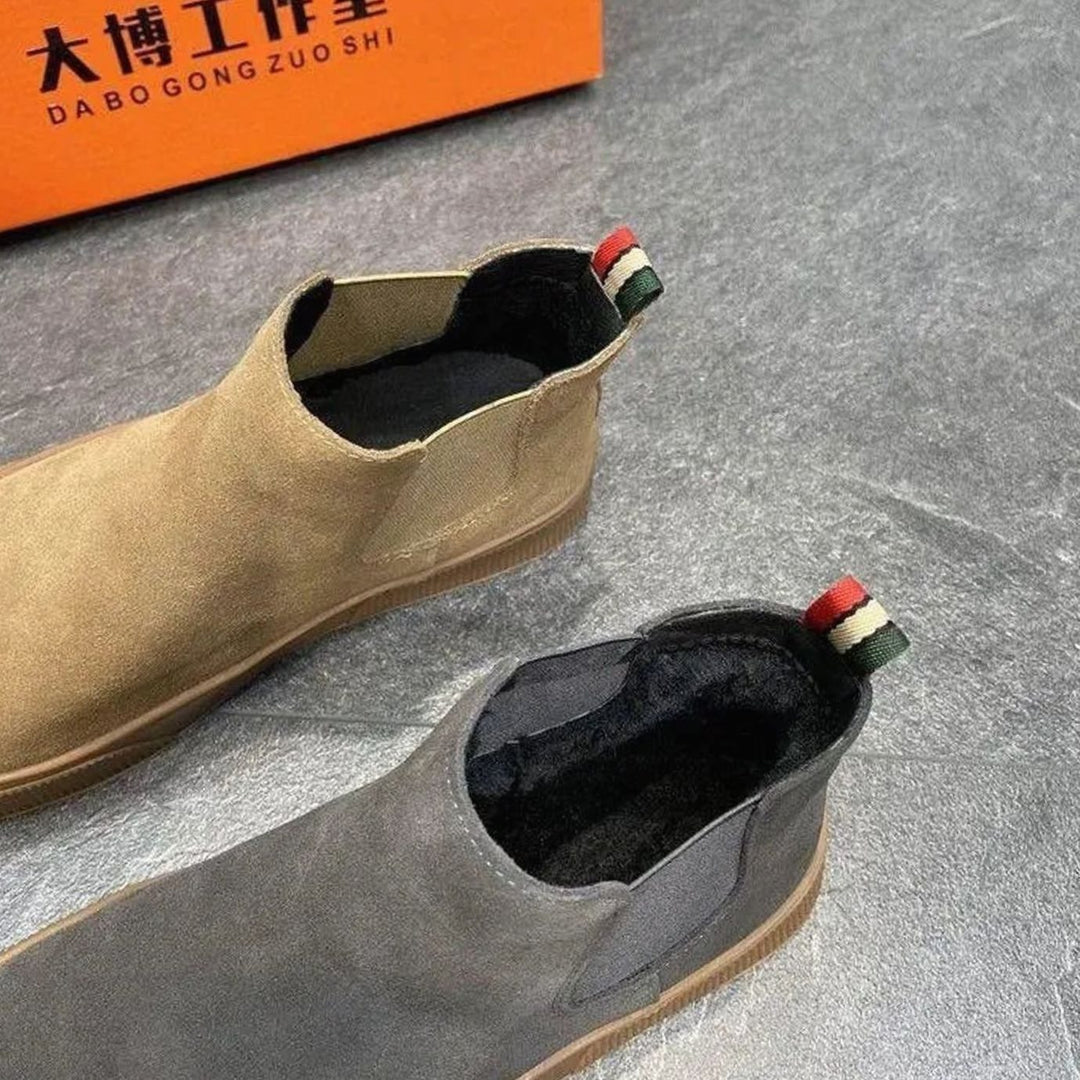 Men's Velvet Slip-On Chelsea Boots Low Heel