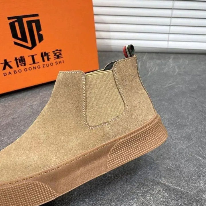 Men's Velvet Slip-On Chelsea Boots Low Heel