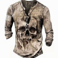 Alexander | Men's Vintage Skull Graphic Henley Long Sleeve Shirt