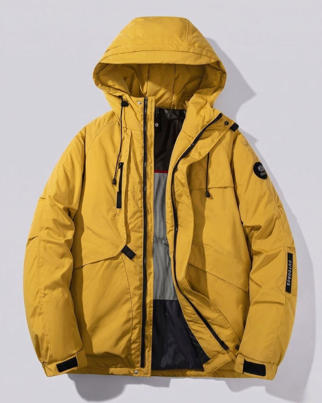 Men's Water-Repellent Hooded Puffer Winter Jacket - Yellow