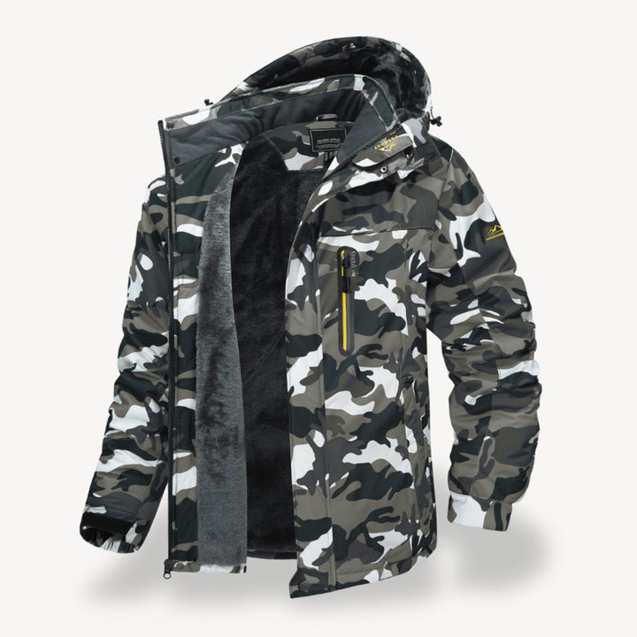 Men's Waterproof Fleece-Lined Hooded Winter Jacket - Camouflage