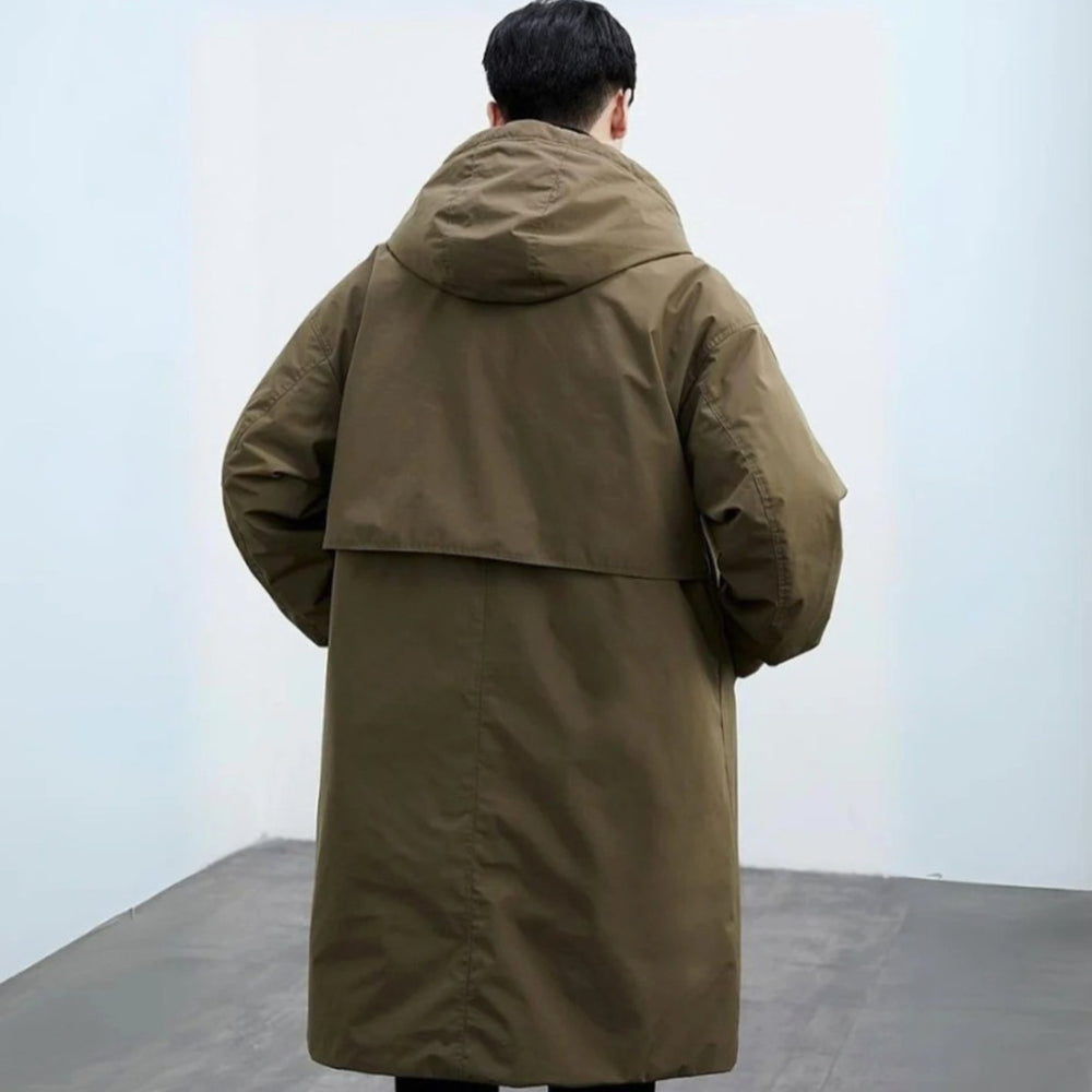 Men's Waterproof Hooded Insulated Puffer Trench Coat