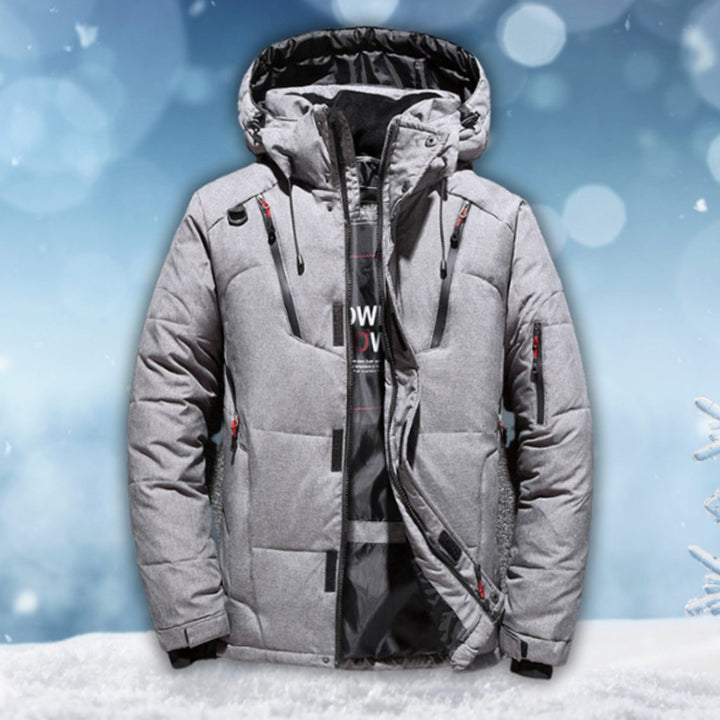 Men's Waterproof Hooded Puffer Winter Jacket - Gray