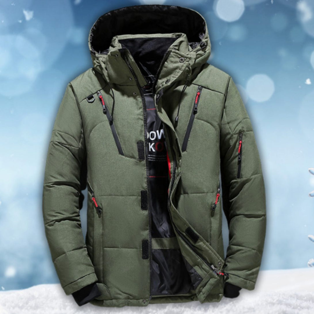 Men's Waterproof Hooded Puffer Winter Jacket - Green