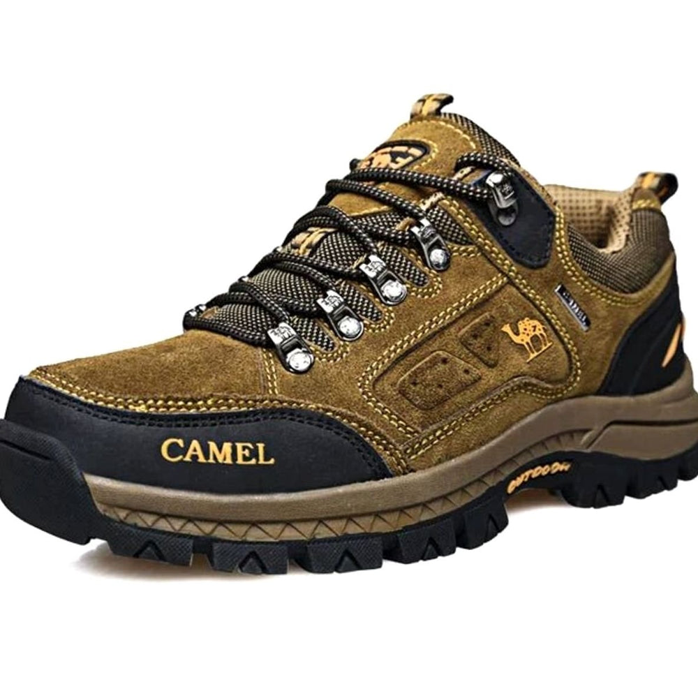 Men's Waterproof Low-Cut Suede Hiking Shoes Outdoor Trail Sneakers - Khaki