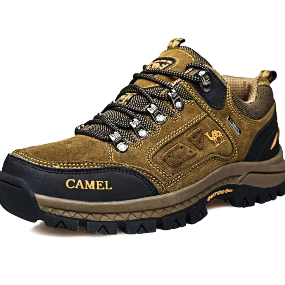 Men's Waterproof Low-Cut Suede Hiking Shoes Outdoor Trail Sneakers - Khaki