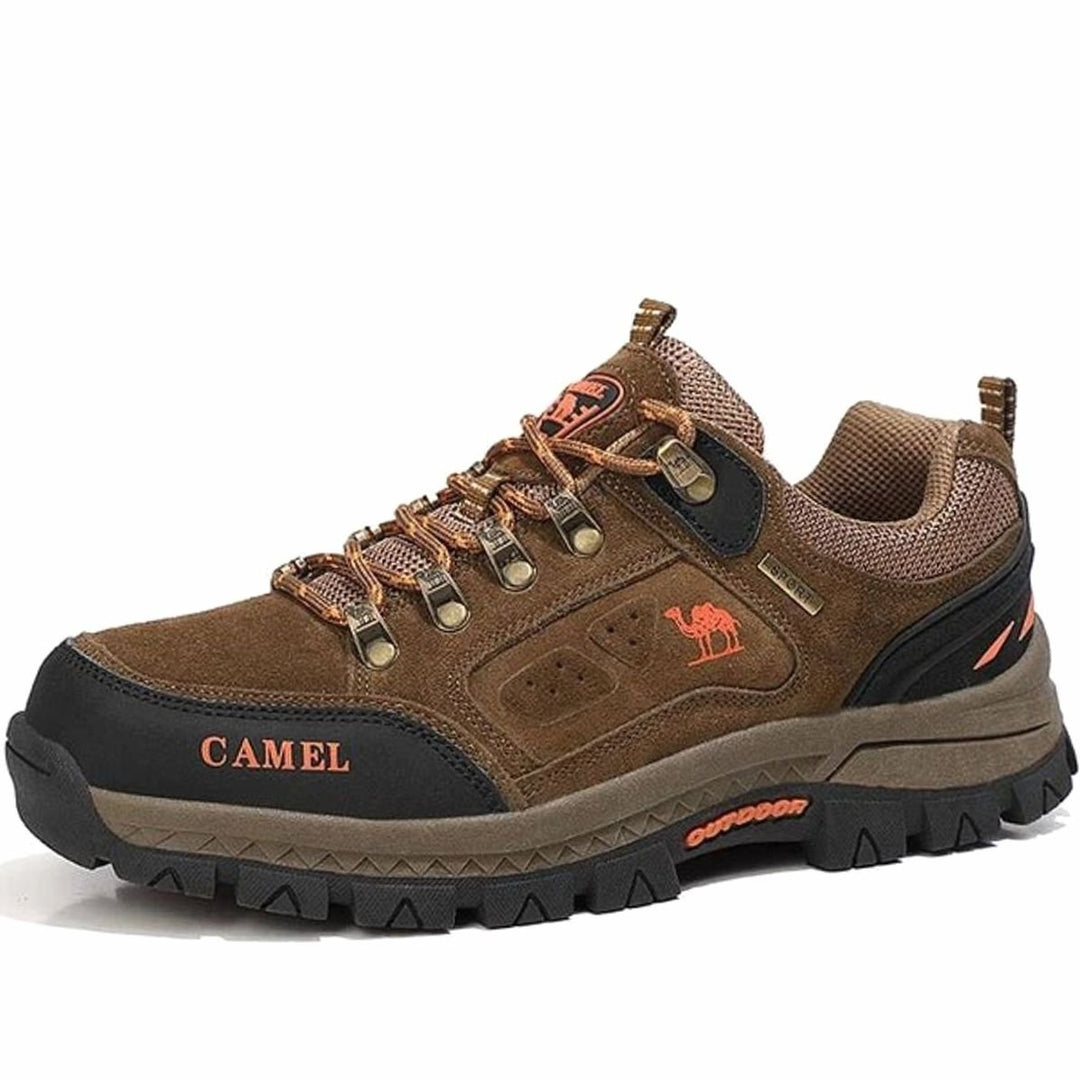Men's Waterproof Low-Cut Suede Hiking Shoes Outdoor Trail Sneakers - Brown
