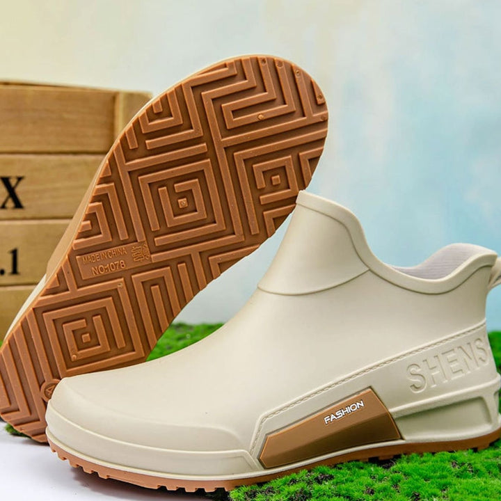 Men's Waterproof Rubber Slip-On Chelsea Ankle Boots Non-Slip Sole