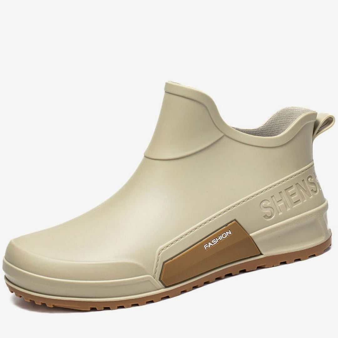 Men's Waterproof Rubber Slip-On Chelsea Ankle Boots Non-Slip Sole