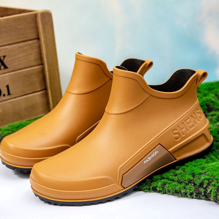 Men's Waterproof Rubber Slip-On Chelsea Ankle Boots Non-Slip Sole - Yellow (Single Shoe)