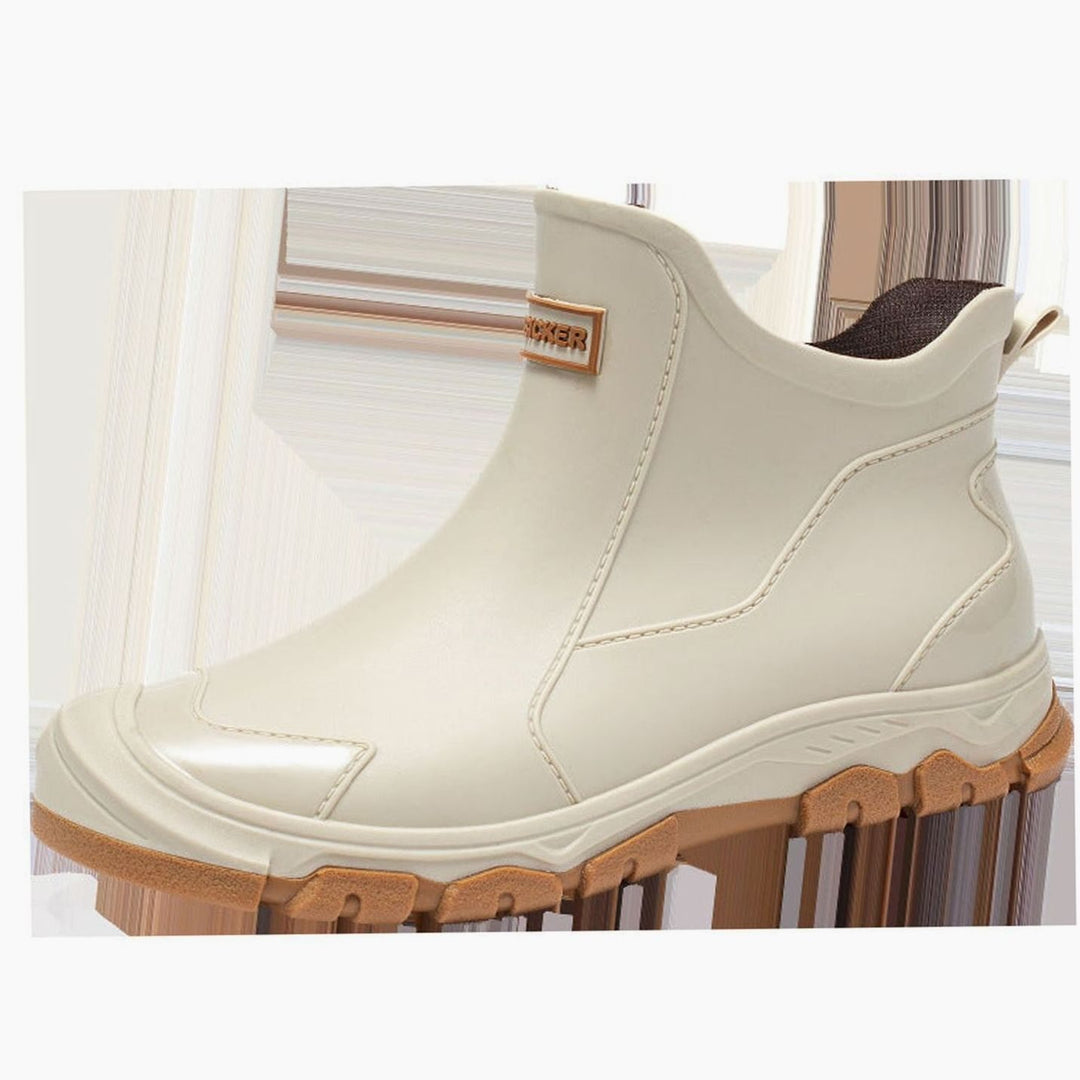 Men's Waterproof Slip-On Ankle Rain Boots Reinforced Toe