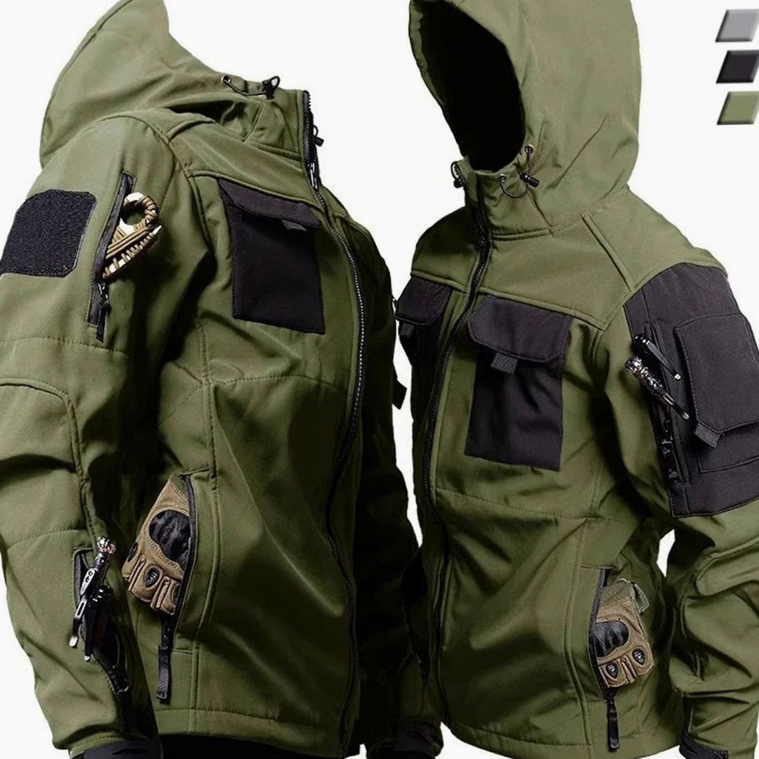Men's Waterproof Thermal Hooded Tactical Jacket Pants Set - Green Jacket Only