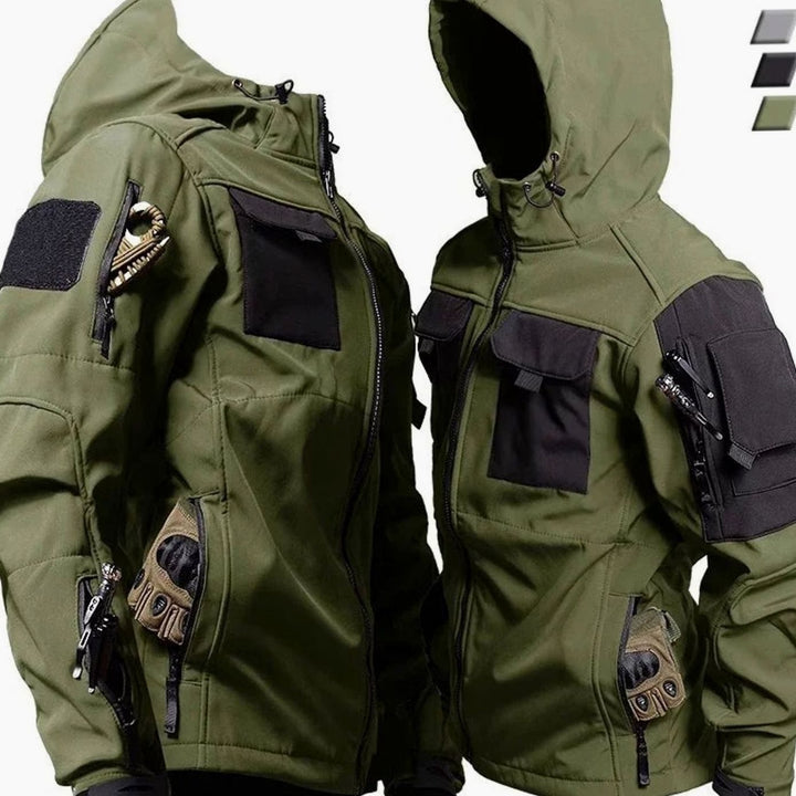 Men's Waterproof Thermal Hooded Tactical Jacket Pants Set - Green Jacket Only