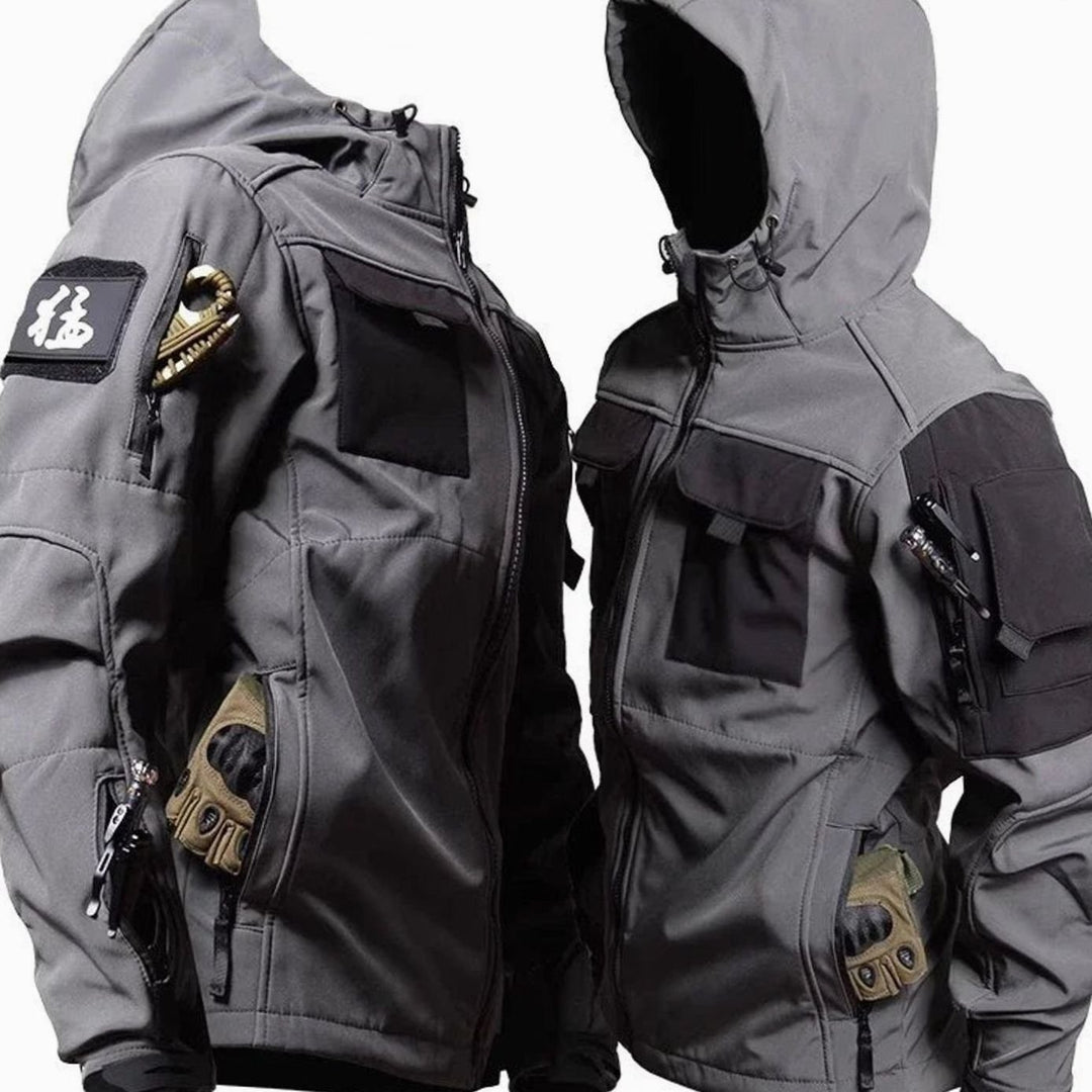 Men's Waterproof Thermal Hooded Tactical Jacket Pants Set - Gray Jacket Only
