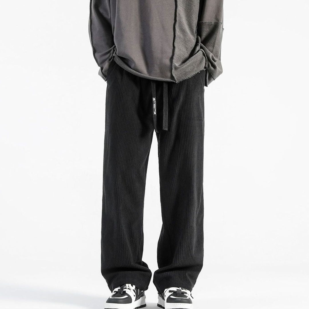 Men's Wide-Leg Striped Drawstring Chino Pants
