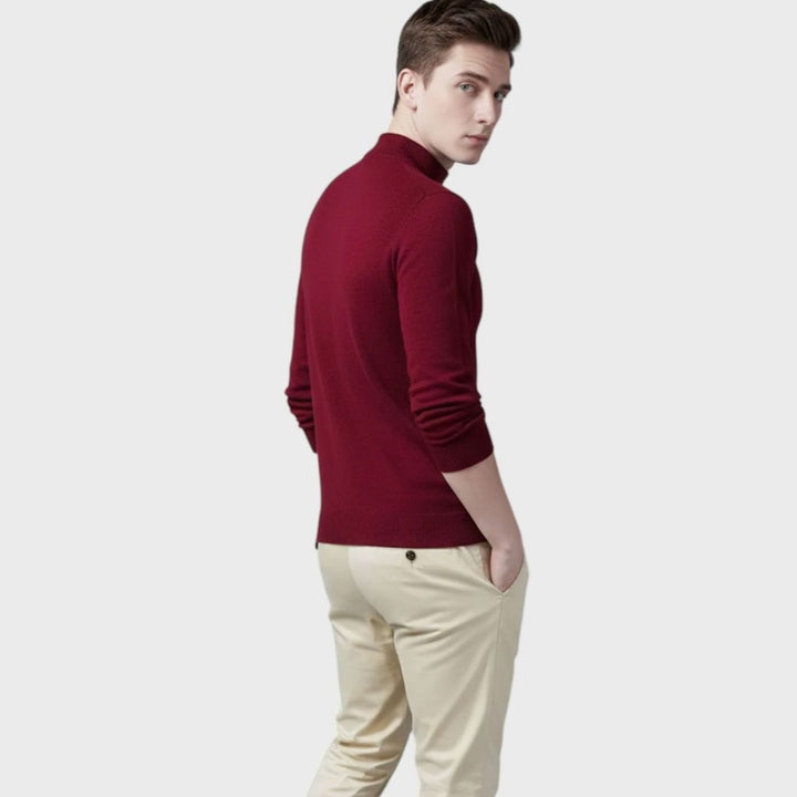 Men's Wool-Blend Mock Neck Knit Pullover Sweater