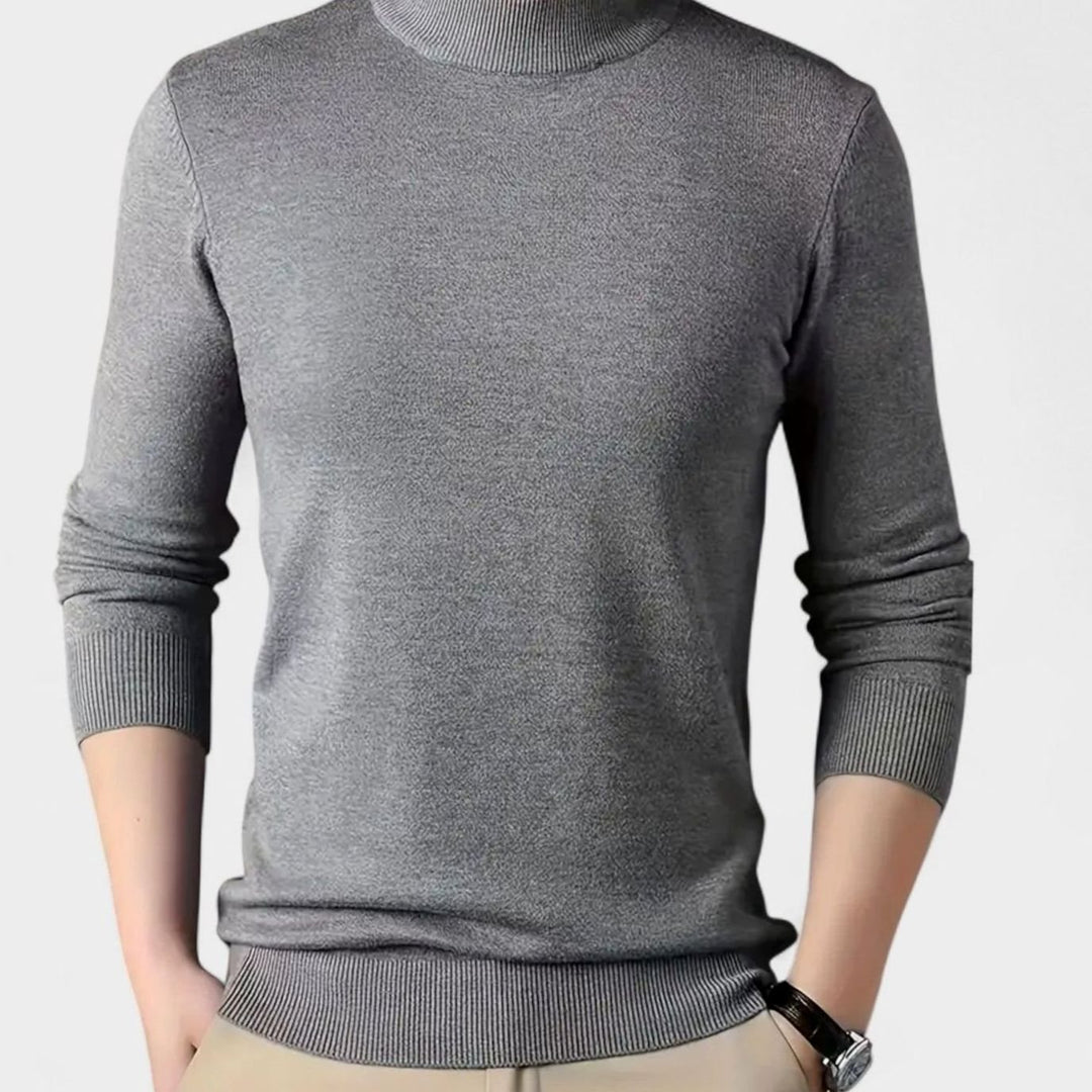 Men's Wool-Blend Mock Neck Knit Pullover Sweater - Grey