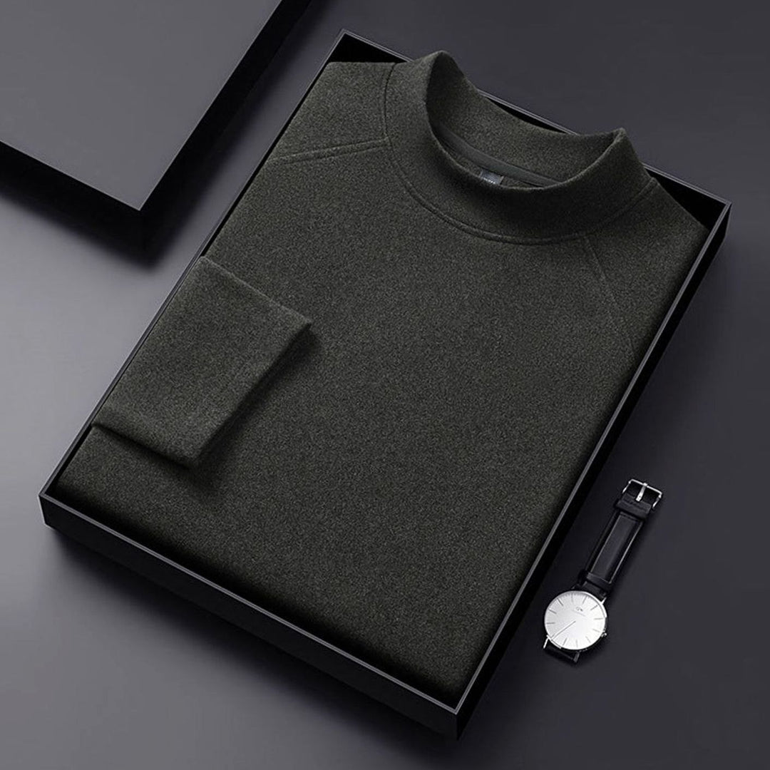 Men's Wool Blend Raglan Sleeve Mockneck Sweater - Dark Linen Gray