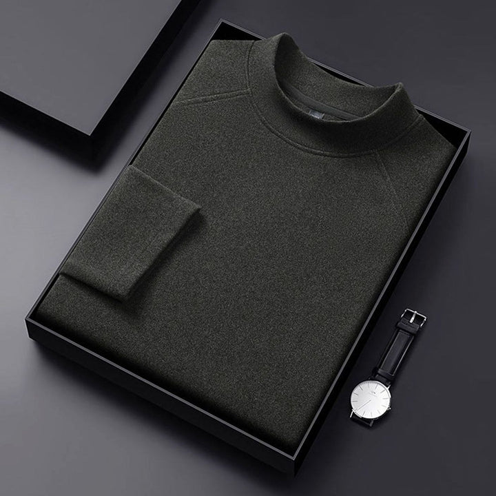 Men's Wool Blend Raglan Sleeve Mockneck Sweater - Dark Linen Gray
