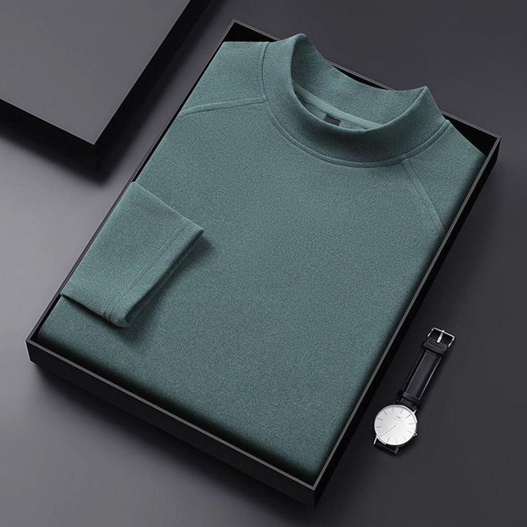Men's Wool Blend Raglan Sleeve Mockneck Sweater - Turquoise Green