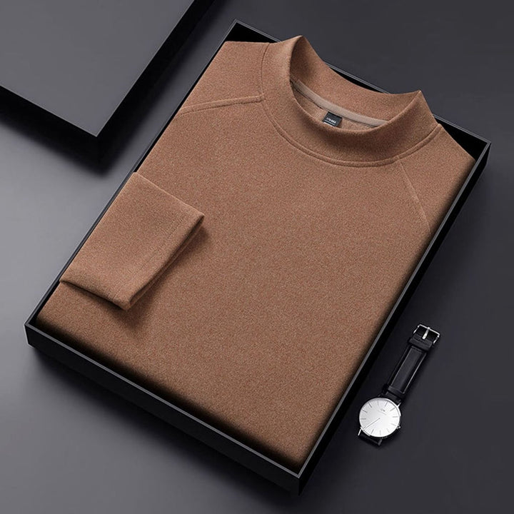 Men's Wool Blend Raglan Sleeve Mockneck Sweater - Light Brown