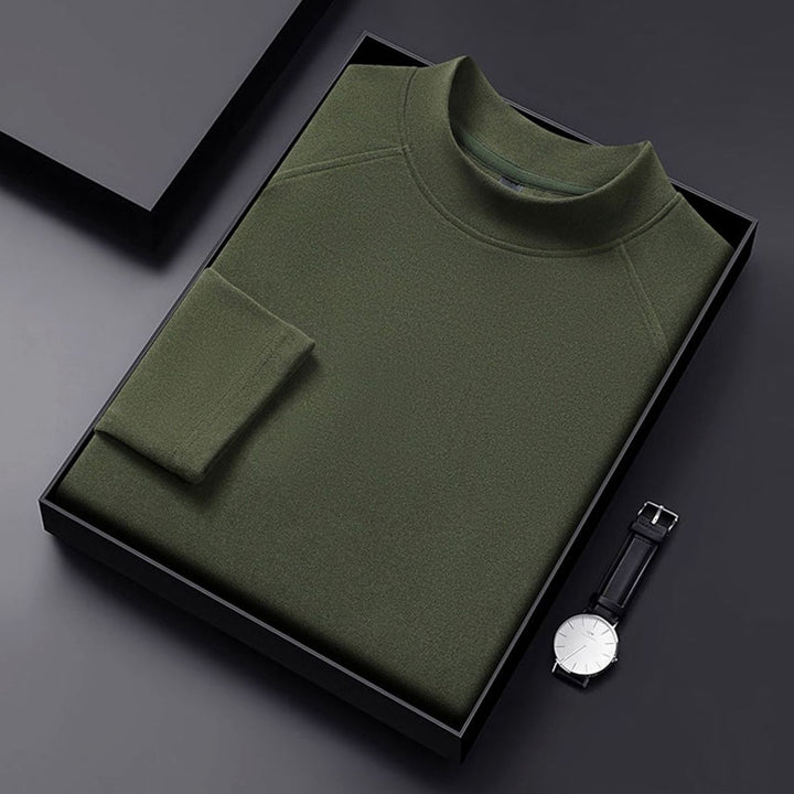 Men's Wool Blend Raglan Sleeve Mockneck Sweater - Army Green