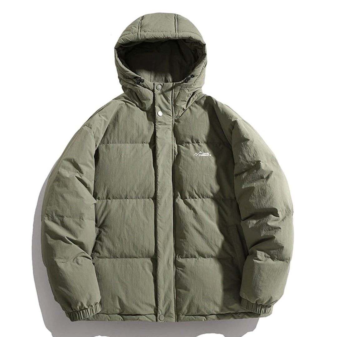 Unisex Boxy-Cut Hooded Puffer Winter Jacket Windproof Thermal Fill - Green