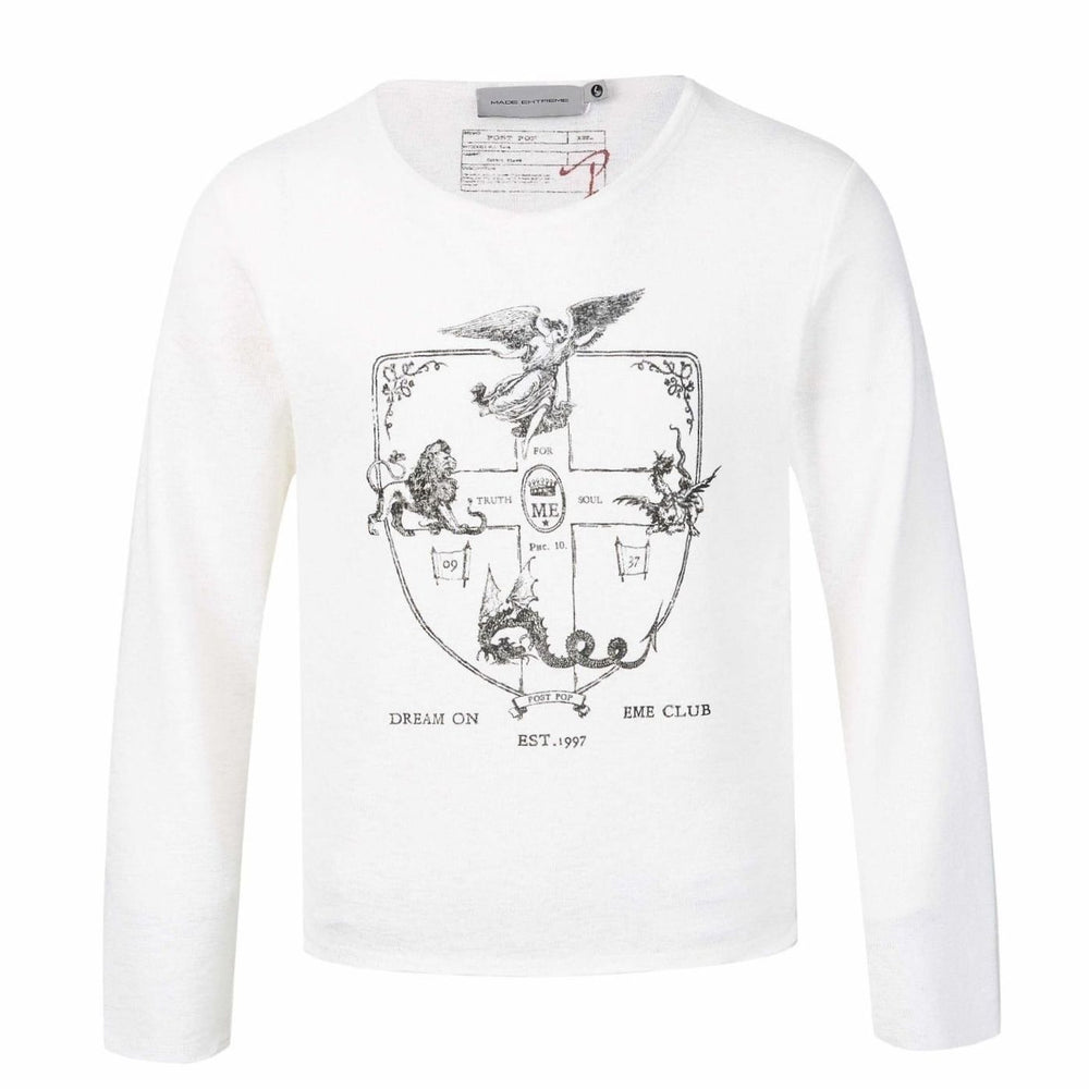 Unisex Crewneck Long-Sleeve Fine Knit Graphic Tee