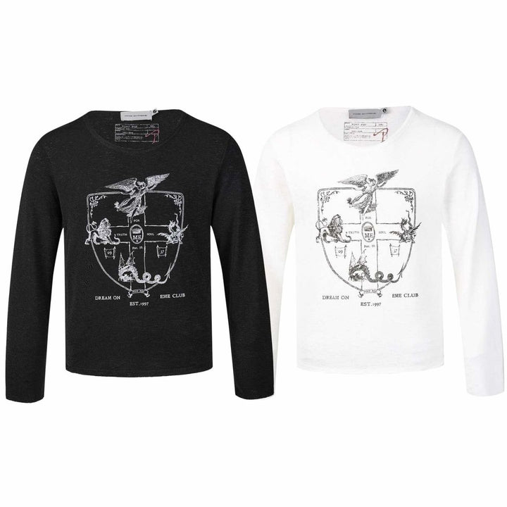 Unisex Crewneck Long-Sleeve Fine Knit Graphic Tee