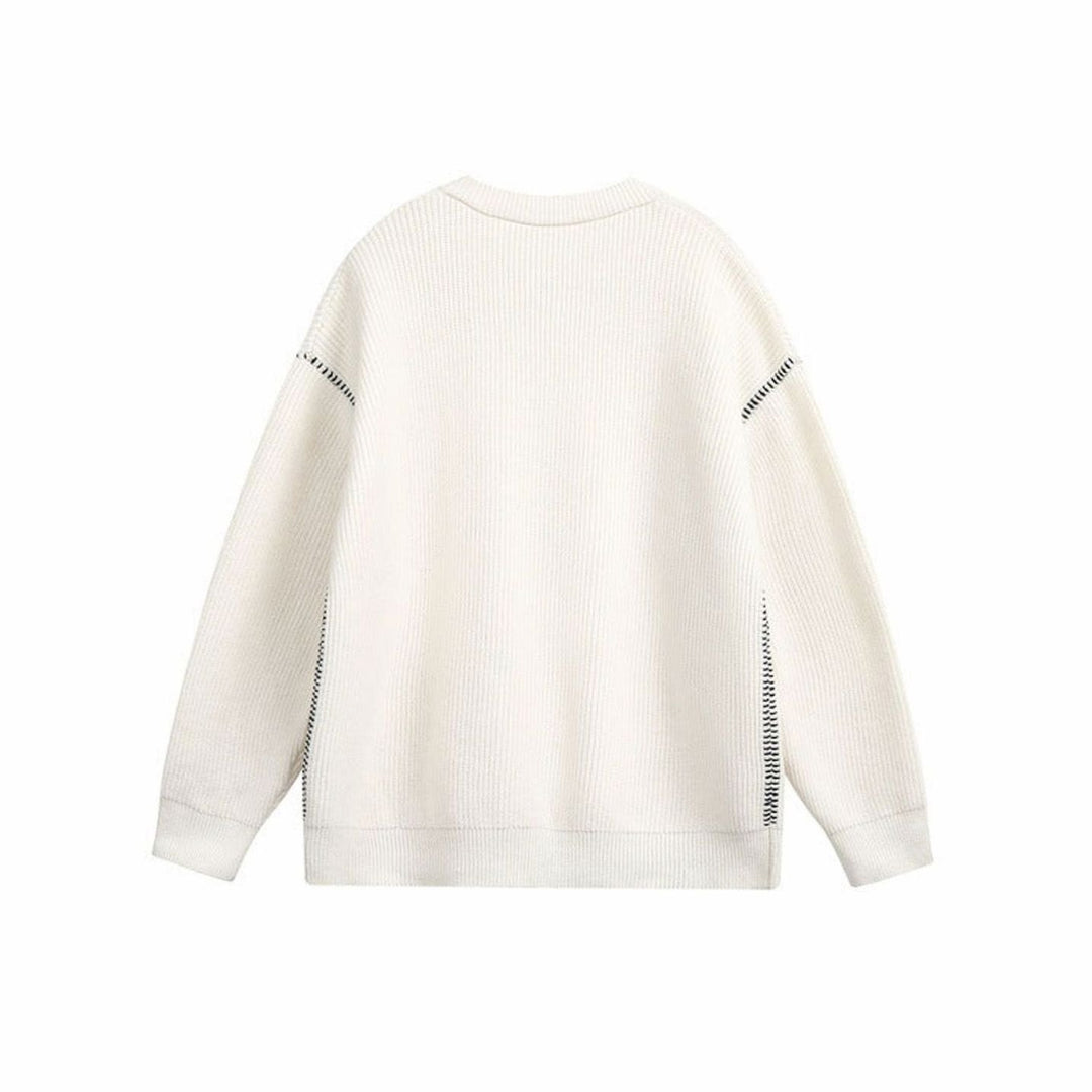 Unisex Oversized Drop-Shoulder Chunky Knit Henley Sweater