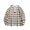 Camila | Unisex Oversized Striped Long Sleeve Henley Shirt