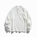Harper | Unisex Oversized Waffle Knit Henley Long Sleeve Raglan Pocket Shirt