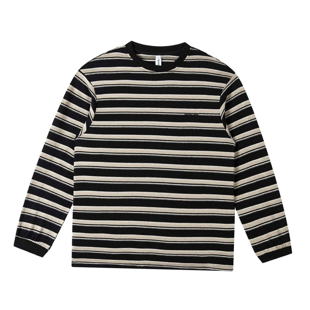 Unisex Striped Fine-Knit Crewneck Long-Sleeve Shirt, Light Blue